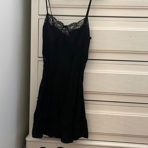 Black lace slip dress